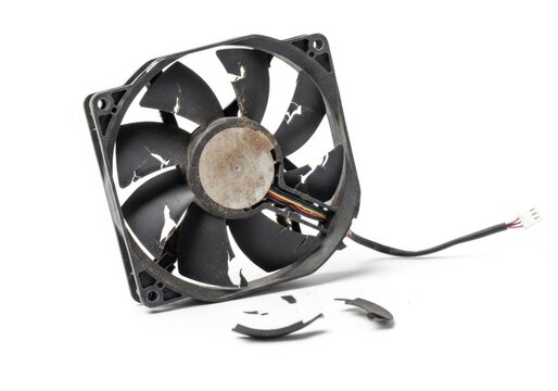 Broken computer cooling fan isolated.