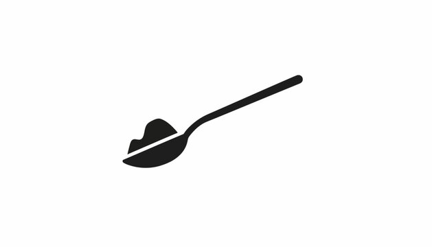 Minimalist spoon with powder icon, black silhouette of a teaspoon with salt or sugar, cooking ingredient measurement vector illustration