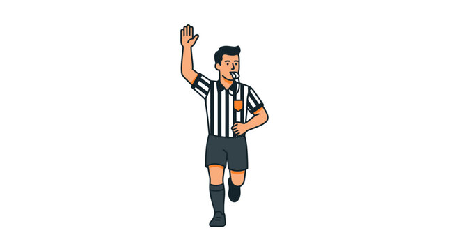 Referee in black and white uniform.