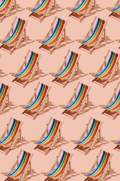 Repeating pattern of a rainbow summer lounge chair