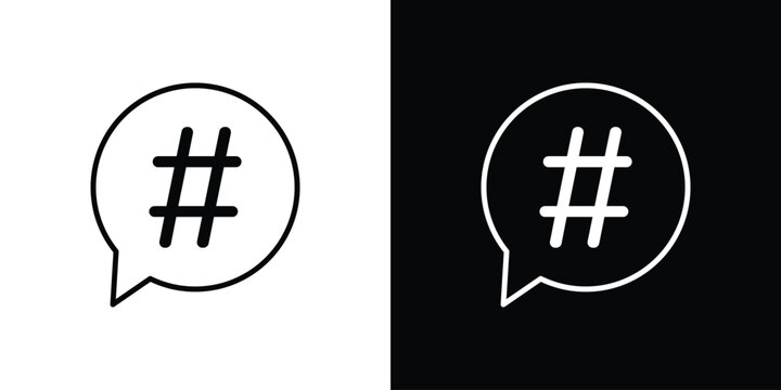 Hashtag icon in editable outlined, Vector EPS10