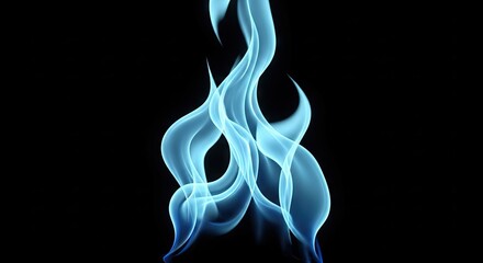 Ethereal blue smoke wisp rising against a black background.