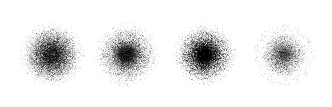 Set of grainy dust spray gradients with scattered particle texture effects.