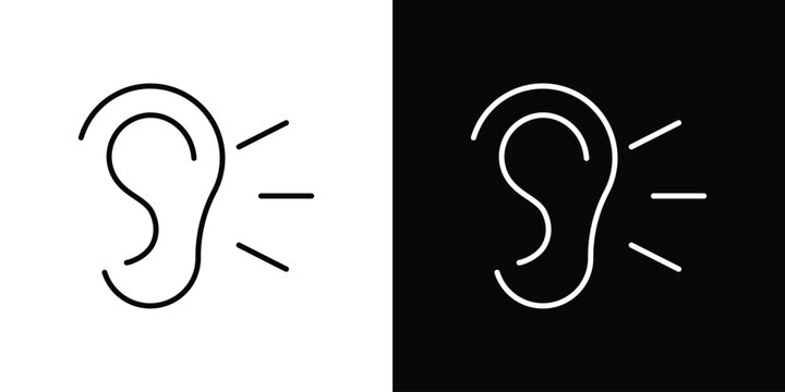 Listening icon in editable outlined, Vector EPS10
