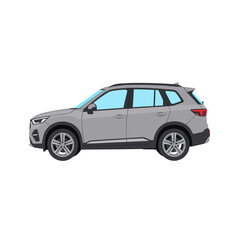 Obraz premium Gray SUV Car Vector Illustration, Side View Isolated on Transparent Background for Web and App Design