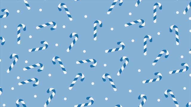 Candy cane motion pattern. Candy cane seamless pattern. Loopable motion with traditional candy canes. Sweets and decorations animated texture