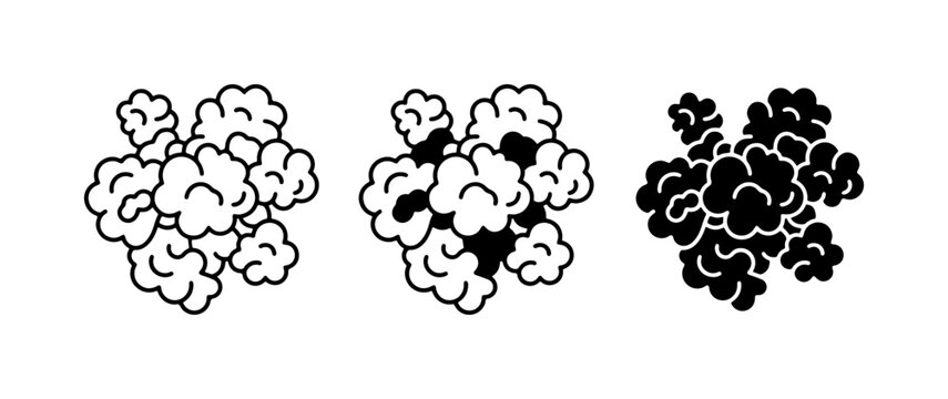 Popcorn Icons, Snack Food Vector Graphics, Movie Night Treats, Black and White