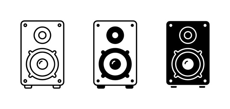 Audio Speaker Icons, Sound System Graphics, Music Equipment Vector Set