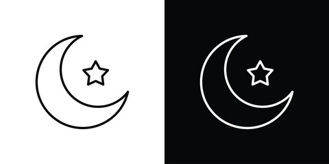 Moon icon in editable outlined, Vector EPS10 © Xevier