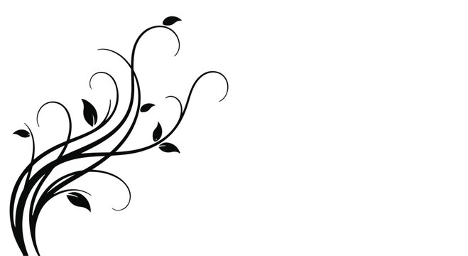 Decorative floral swirl with leaves creates an elegant border design element against a plain white backdrop.