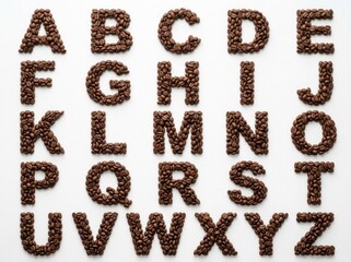 Fototapeta premium Alphabet letters made of coffee beans.