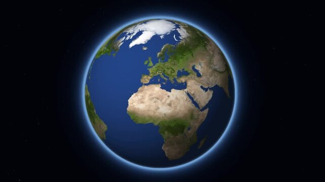 World globe animation highlighting countries with national flag population capital and currency