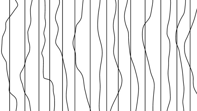 minimalist abstract background featuring vertical straight and wavy black lines on white. Perfect for modern graphic design, textures, and geometric vector art patterns.