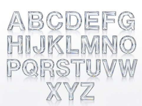 Alphabet letters uppercase metal embossed.