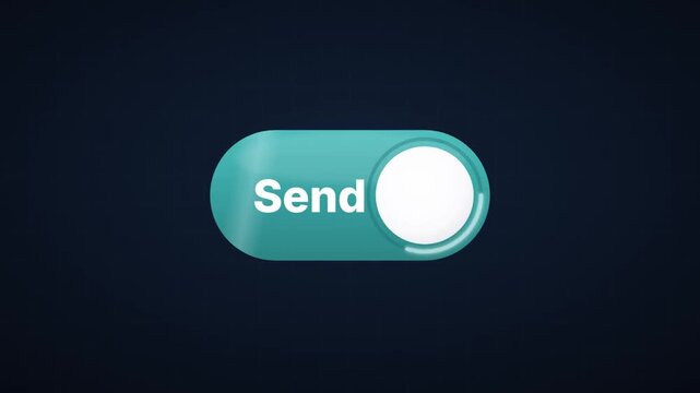 Animated send button user interface with loading spinner and success checkmark message confirmation