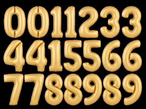 Golden 3D numbers on black background.