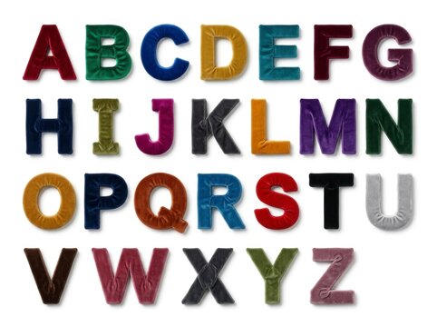 Multicolored alphabet letters on white.