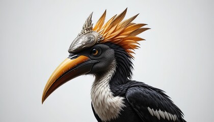 Obraz premium Close-up of a colorful hornbill bird with vibrant feathers and striking beak in natural light