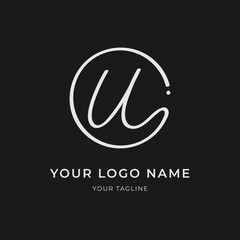Fototapeta premium Letter U Minimalist Calligraphic Monogram Vector Monoline Style Template