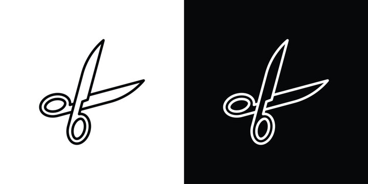 Scissor icon in editable outlined, Vector EPS10