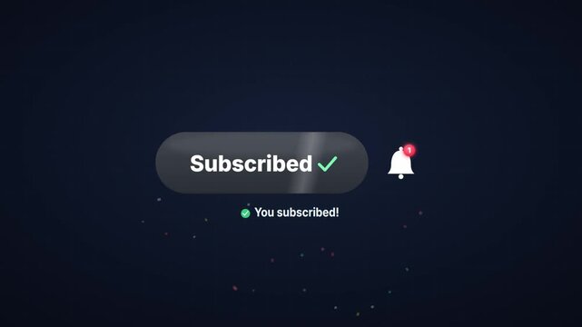 Animated red subscribe button with notification bell ringing and subscribed confirmation