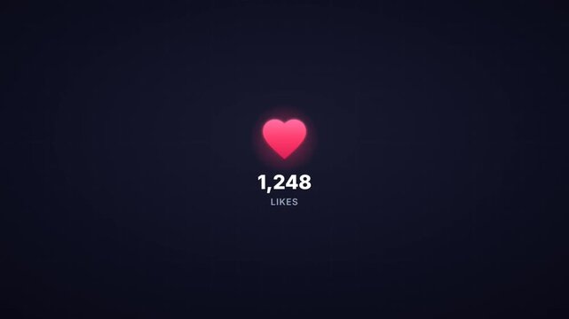 Animated heart like button with floating hearts and rising counter for social media engagement