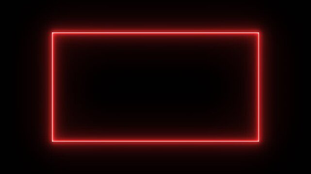 Glowing Blue Neon Laser Line Animation, Horizontal Light Streak with Rectangle Frame Border, Seamless Loop Background, Alpha Channel, Futuristic 4K Motion Footage