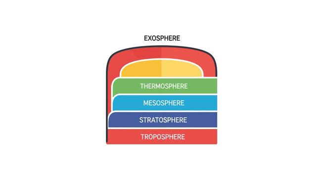 Earth Atmosphere Layers Diagram: Troposphere, Stratosphere, Mesosphere, Thermosphere, Exosphere