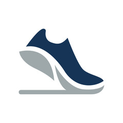 Fototapeta premium Modern sport shoe logo vector illustration. Elegant running sneaker footwear icon for active lifestyle, athletic product, and fitness brand.