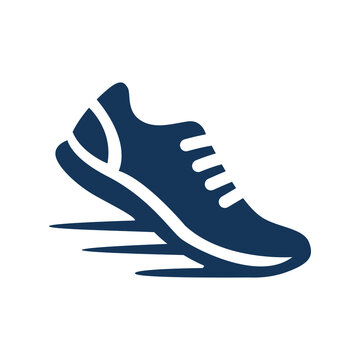 Speed sneaker shoe logo vector illustration. Running shoe icon with fast motion lines for sports, fitness, gym, and athletic wear brand identity.