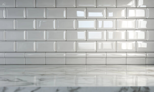 Modern kitchen background with white tiles