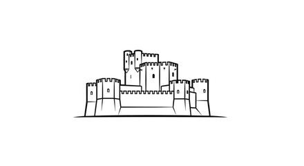 Naklejka premium Medieval Castle Architecture Stone Fortress.
