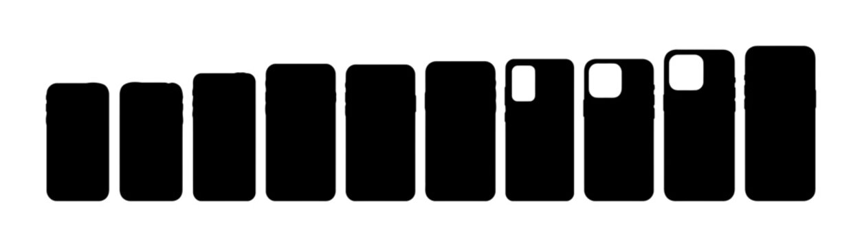 Collection of different mobile phone screen silhouettes