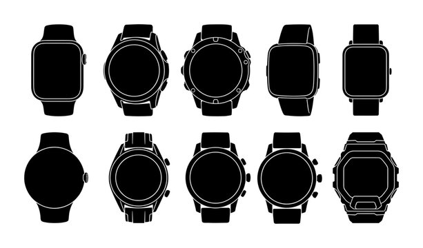 Collection of Silhouetted Smartwatch and Watch Faces