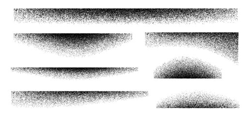 Set of grainy spray gradient borders and textured edge overlays. © Валентина Галянт