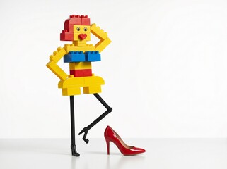 Naklejka premium Lego Figure with Red High Heel Shoe