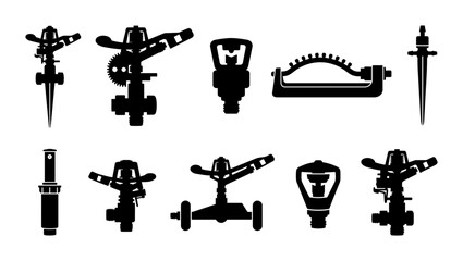 Naklejka premium Various Garden Sprinklers and Watering Devices Collection