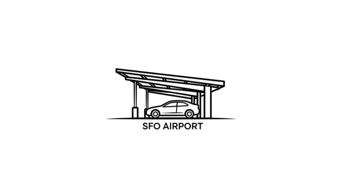 Car parked under airport parking structure.