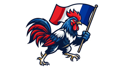 Rooster Waving French Flag - Symbol of France and National Pride © Lariss