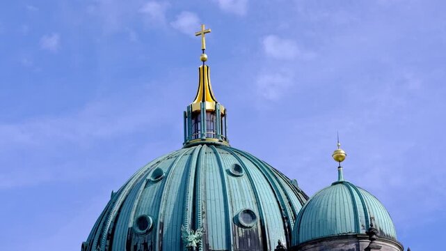 Historical church dome made of tarnished brass in Berlin