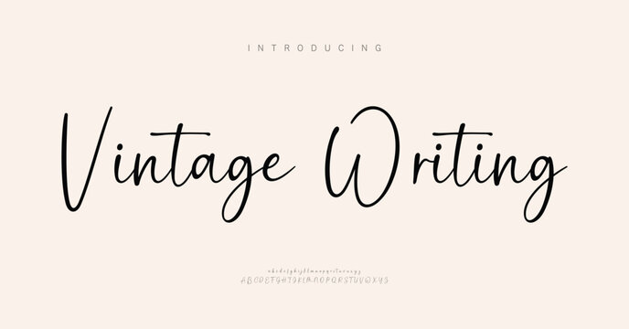 Hand drawn calligraphic vector monoline font. Distress signature letters. Modern script calligraphy type. ABC typography latin signature alphabet.
