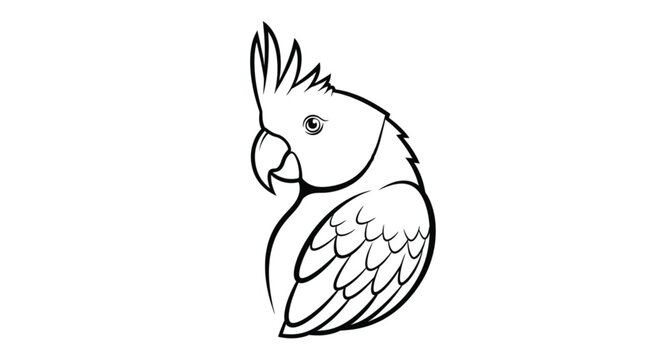 Cockatoo Bird Profile View Portrait.