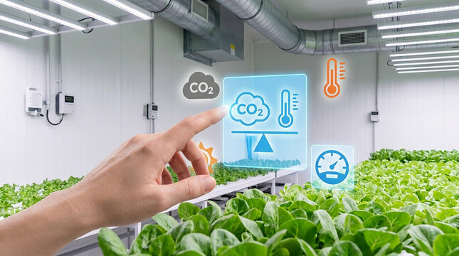 Smart Indoor Vertical Farm with Hydroponic Lettuce and Interactive Digital Interface for Precise Climate Control and Sustainable Food Production