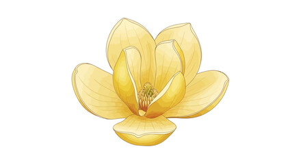 A beautiful yellow magnolia flower in full bloom isolated on white background. © Konco