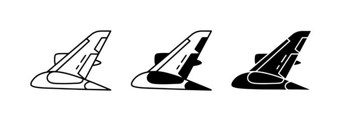 Airplane Tail Fin Icons, Aviation Symbols, Aircraft Parts Vector Set © Rahat