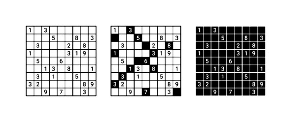 Fototapeta premium Sudoku Puzzle Grids, Logic Game Boards, Number Challenges, Brain Teasers, Entertainment