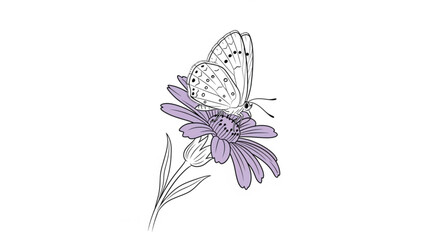 Butterfly on purple flower closeup. © taboy