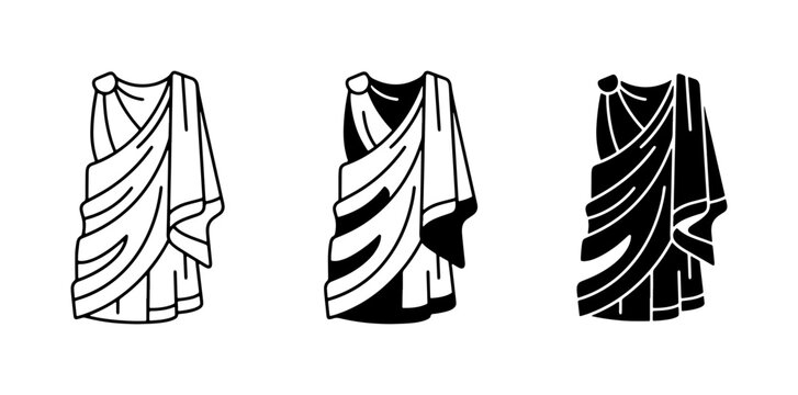 Ancient Roman Toga Icons, Classical Greek Draping Garments, Historical Costume Vector Set