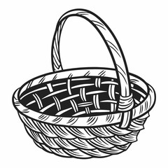 Fototapeta premium Wicker basket with handle basket weaving basket illustration basket design basket art