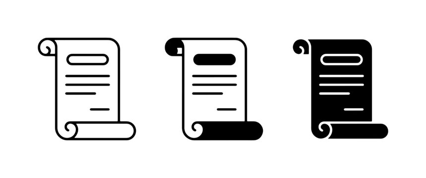 Scroll Icons, Document Vector Set, Legal Contract Symbols, Historical Parchment Graphics